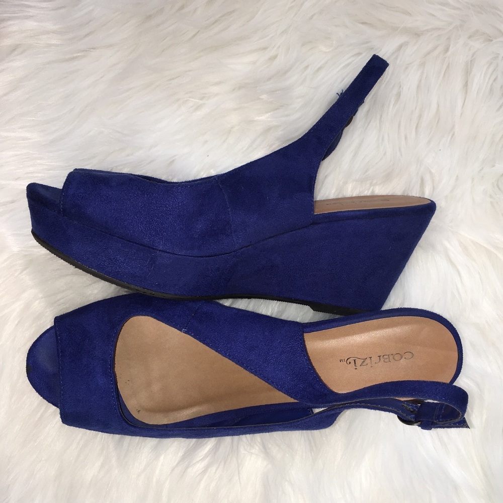 Suede Cobalt Wedges